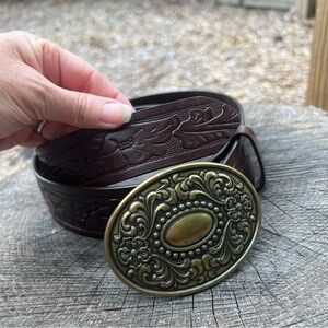 Express Western Style Genuine Leather Dark Brown Belt
